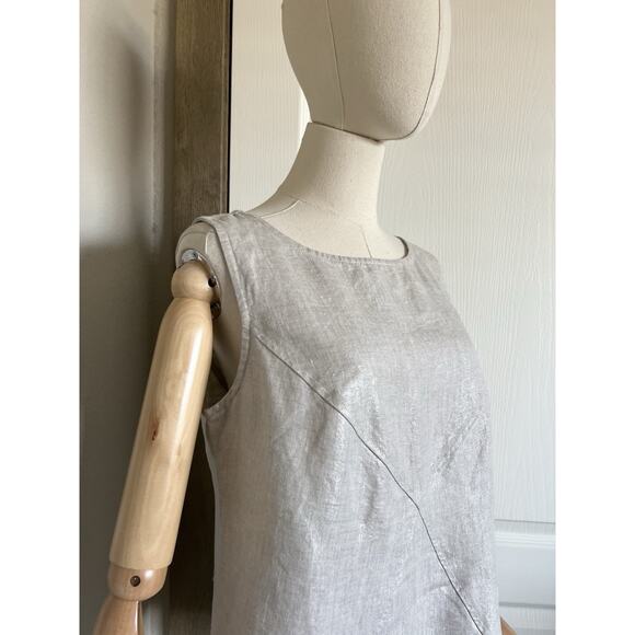 SOUTH STREET LINEN Sz 0 US Small Cream Metallic Criss Cross Shell Tank Top NWOT - Picture 6 of 16
